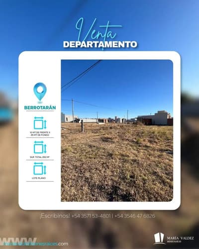 Venta de lote en berrotaran 250m2 escritura servicios