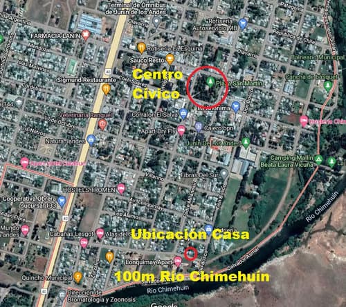 Casa 240m2 muy amplia 7 ambientes 2 banos estar 42m2 estacionamiento cubierto para 2 autos excelente ubicacion a 100m del rio chimehuin 5 cuadras del centro civico y 4 cuadras de ruta 40
