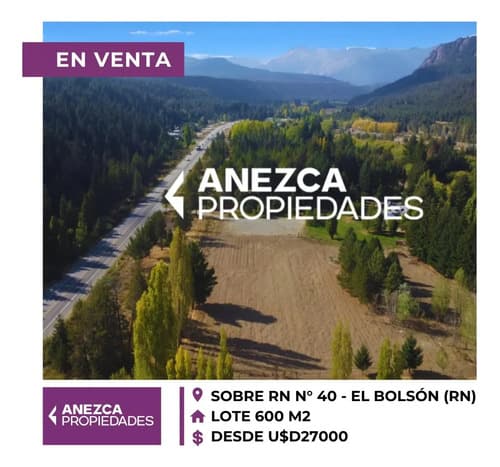 Terrenos en venta sobre ruta 40 en el bolson