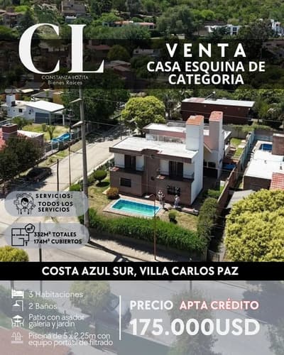 Casa en venta en costa azul sur villa carlos paz