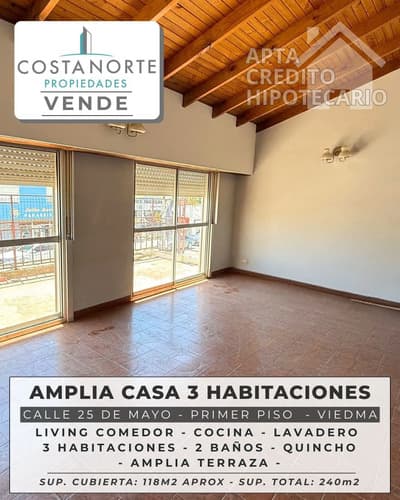 Amplia casa centrica en planta alta viedma