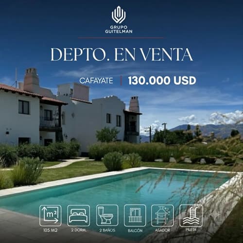 Departamento en venta en cafayate con pileta y asador